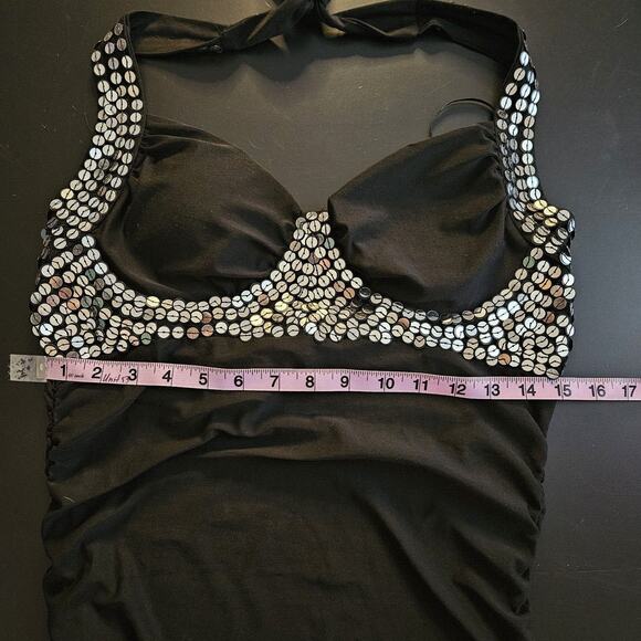 WILD CAT Sequin Club Dress Ruched Halter Sz LARGE NWT - Picture 5 of 6